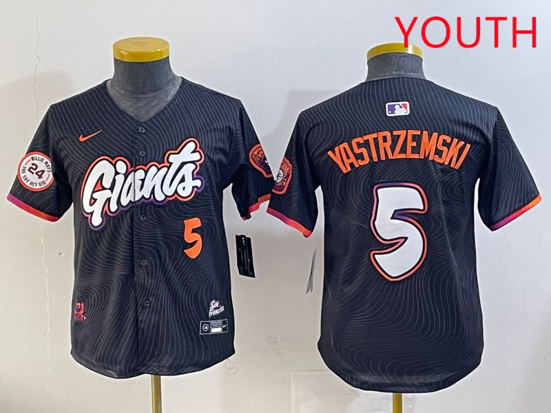 Youth San Francisco Giants 5 Yastrzemski Black Joint Name 2025 Nike MLB Jersey style 33